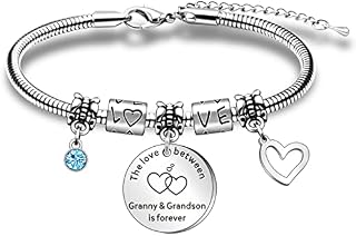 WTOPP Granny Bracelet Granny Birthday Christmas Gifts from Grandson Adjustable Snake Bangle Bracelets Gifts for Granny Jewellery The Love Between Granny And Grandson Is Forever