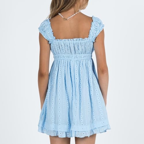 Image of Women's Y2K Babydoll Mini Dress Fairy Vintage Sleeveless Square Neck Sweet Short Party Princess Summer Sundress