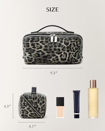 Image of EACHY Travel Makeup Bag, Large Capacity Cosmetic Bag for Women, Waterproof PU Leather, Flat Open Portable Toiletry Bag for Skincare, Brushes & Travel Essentials