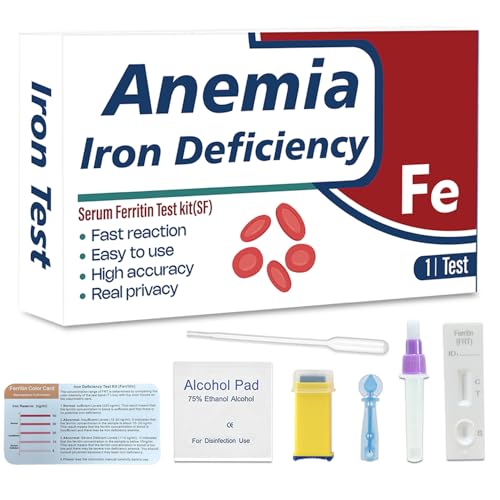 Iron Deficiency Test Kit –Iron Deficiency Test Home kit-Quick Response and Accurate Results-Easy to Read and use 1 Test