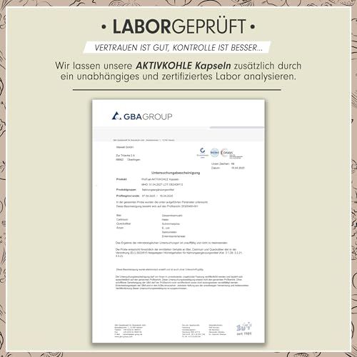 Aktivkohle Kapseln 540x - optimal hochdosiert mit 2000 mg pro Tag - Aktivkohle aus Kokosnuss als Alternative zu Kohletabletten - laborgeprüft mit Zertifikat - Vorrat für 90 Tage