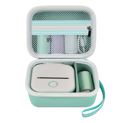 Image of ANKHOH Label Maker Case for Memoking T02 / for Phomemo M02 / M02S / M02 Pro / Q30S / for Nelko PM230 / for Anycash /for Ponek Mini Pocket Printer, Portable Sticker Paper Storage Holder - Box Only (Green)