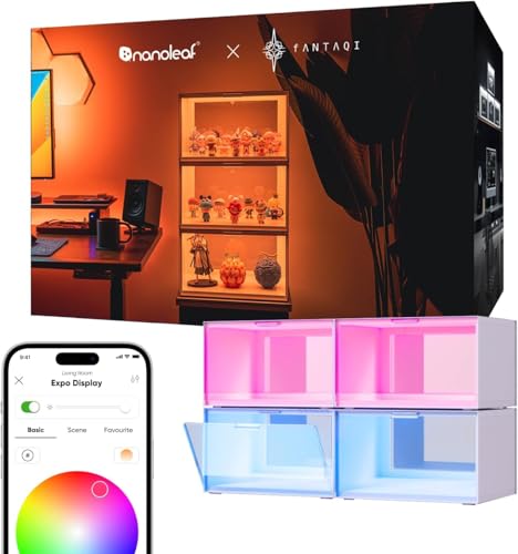Nanoleaf Smart LED Schuhboxen 4er Starterpack, Stapelbare transparente Vitrinen für Figuren &...