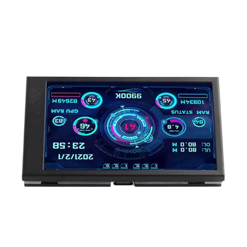 Image of ZJchao Pc Temperature Display, 3.5in Computer Temp Monitor Full View Display Computer Temp Monitor Computer Temperature Display with Stand for aida64 PC CPU RAM Hard Disk Data
