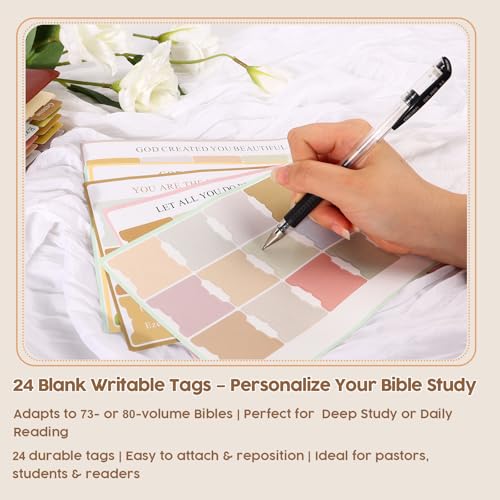Chapter Dividers Index Tabs for Bible Study & Prayer, Unisex Boho Bible Gift Accessories (Men, Women)90 Tags — view 4