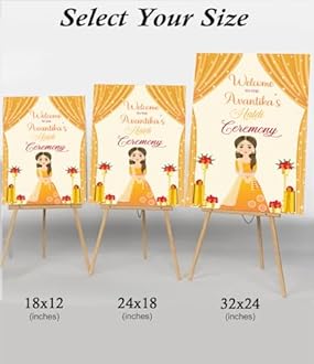 Theme My Party Customised Indian Haldi Ceremony Welcome Sign Boards |Personalized Indian Pre Wedding Haldi Wedding Sign Board | Indian Ceremony Welcome Sign for Haldi Decoration Entrance