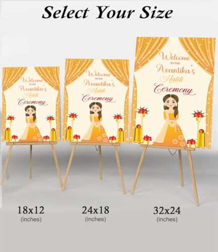 Theme My Party Customised Indian Haldi Ceremony Welcome Sign Boards |Personalized Indian Pre Wedding Haldi Wedding Sign Board | Indian Ceremony Welcome Sign for Haldi Decoration Entrance