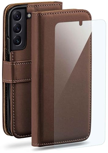 Étui pour Samsung S22 moex en cuir marron avec protège-écran