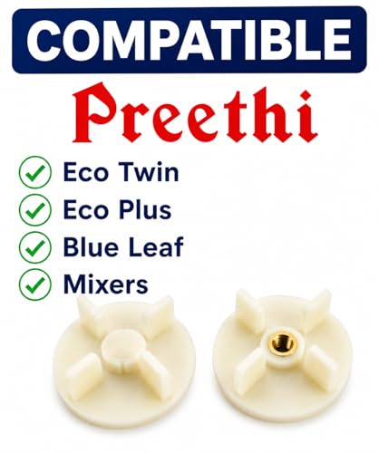 Image of Wonder Star Nylon Coupler Set for Preeti Mixer Grinder, Motor and Jar Coupler with Brass Insert, Compatible with Trio, Eco Plus, Chef Pro, Popular Models, White, Pack of 2