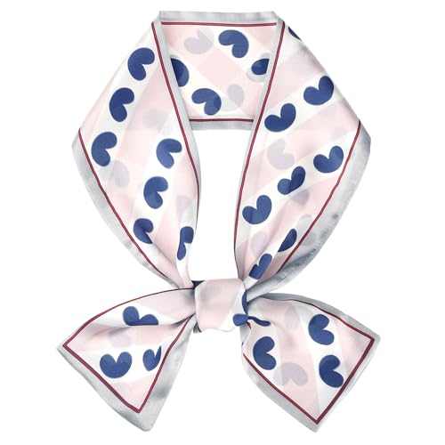 Women's Heart Contrast Color Striped Scarf, Skinny Long Hair Ribbon Handbag Handle Wrap Scarves