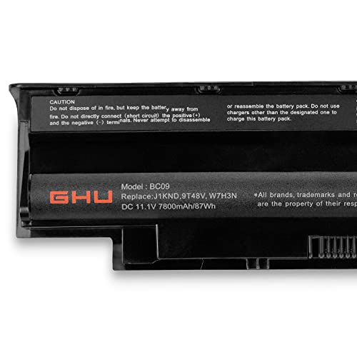 Ghu New 9 Cell 87 Wh Battery Replacement For J1Knd Yxvk2 312-0233 312-0234 312-1201 04Yrjh 07Xfjj 0Gk2X6 Compatible With Dell N5010 M5110 M5010 M5040 M5030 N5010 N5030 N5040 N5050 N7110 #TOP2