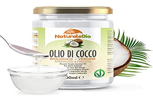 NaturaleBio Aceite de Coco Virgen Bio Prensado en Frío | 500 ml. Aceite de coco crudo y sin refinar de Sri Lanka para cocinar, hornear, cocina y rutinas de belleza.