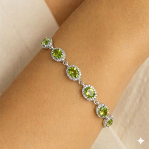 Bracelet rivière péridot argent 925 ajustable pour éviter les pertes - 3