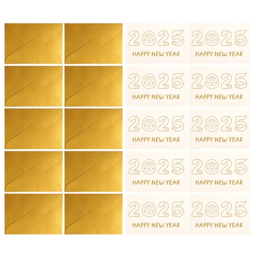 10 枚 2025 年蛇グリーティングカード封筒漫画中国の新しいカード男性女性のための春祭りシンプルな新しいカード