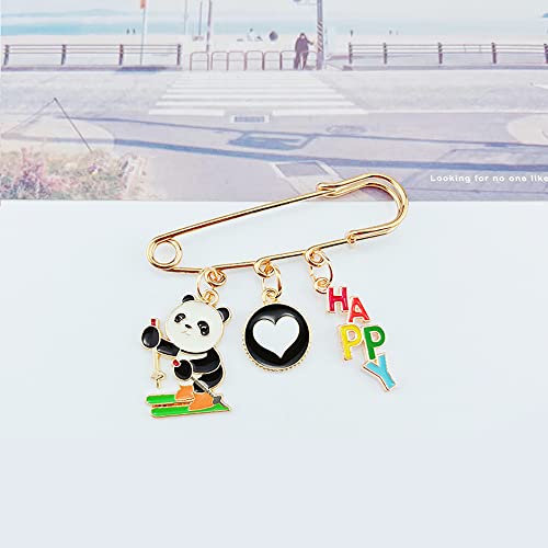 Image of Panda Cute Oil Dripping Panda Brooch Outdoors Lapel Pins Badge Brooch Pins (Bro000001)