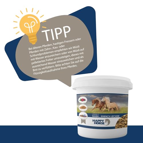 Happy Horse Lieblings Mash für Pferde | 14 kg | Leckeres Mash mit Banane, Kanne Fermentgetreide & Kräutern | Verdauungsfördernd | Getreideaufgeschlossen | Ohne Aufkochen