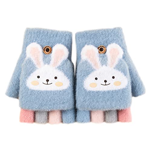 Baby Half Finger Gloves Toddler Kids Children's Knit Cartoon Rabbit Winter Warm Girls Boys Baby Gloves Mittens
