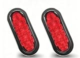 MAXXHAUL 51061 6' Oval Red LED Tail Lights With Surface Mount Grommets Plugs IP65 Waterproof Stop Brake Turn Trailer Lights for RV Truck, 2 Pack