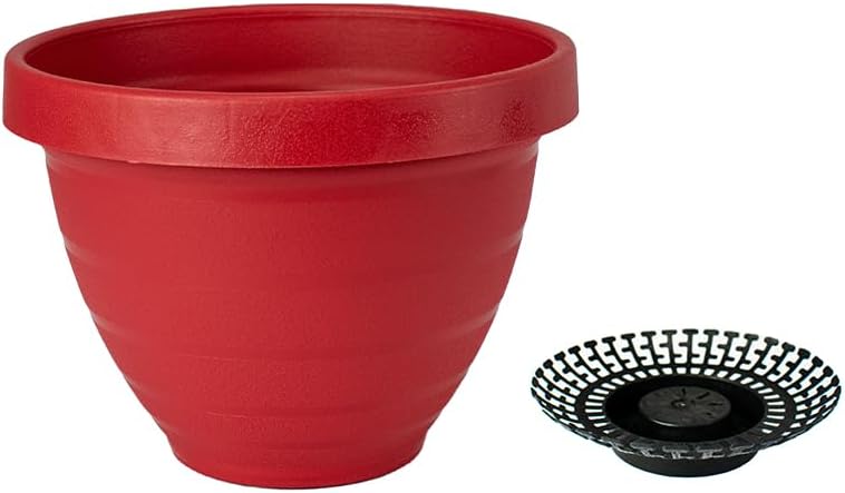 Miniatura 5 de The HC Companies Maceta de anillos de 12 pulgadas con disco de riego automático, maceta de plástico ligera para interiores y exteriores, para