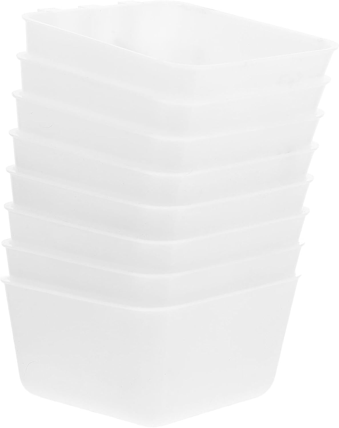 PRETYZOOM 8pcs Hanging Poultry Watering Cups and Bird Food Container Set, White Plastic Cage Feeder Bowls 12.5x9.5x6cm for Parakeets, Chickens, and Small Animals