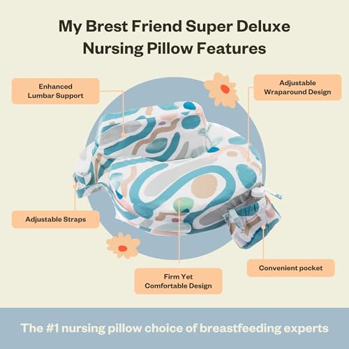 Image of My Brest Friend Super Deluxe Nursing Pillow Cover - Slipcovers for Baby - Breathable Cotton, Adjustable Fit, Easy Care, Durable - Original Nursing Pillow Not Included, Modern Art