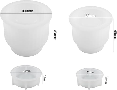 Miniatura 2 de Juego de 2 moldes de silicona para tarros de velas, 2 tamaños, recipientes para velas con tapas, moldes redondos a rayas para hacer yeso epoxi UV,