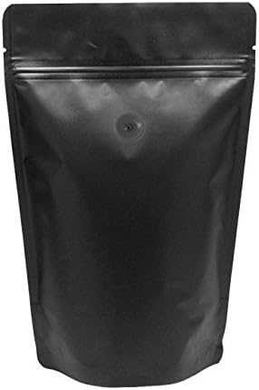 BAP 8 oz Matte Black Stand Up Pouch, Zip, Valve (50 pcs)