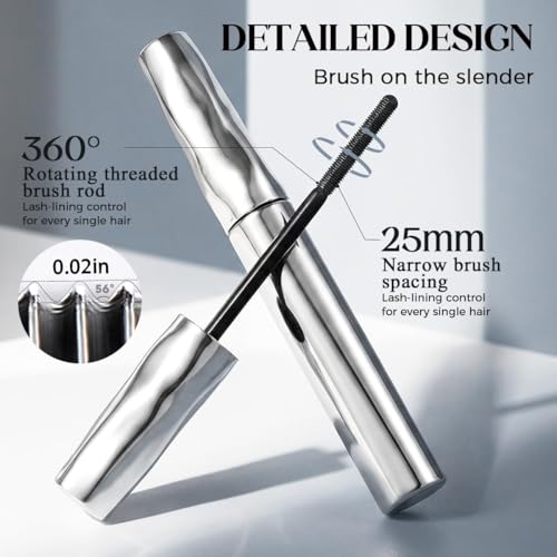 2PCS Mascara für ältere Frauen, 2026 Neu Metal Mascara mit Metallbürste, 3D Curling Eyelash Iron, Wasserfest Iron Eye Mas cara Volumengebende Wimperntusche Schnell Trocknend und Wischfest