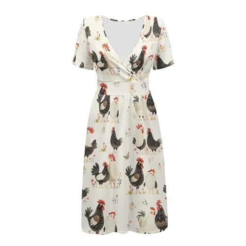Image of Women's Summer Formal Dresses Short Sleeve Wrap V Neck Dresses Bridesmaid Wedding Guest Dress with Pockets