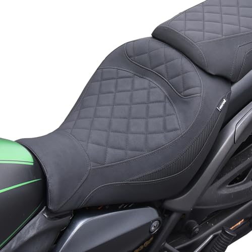 Selle moto Vulcan S 650 en cuir noir pour conducteur de millésimes 2015 à 2025