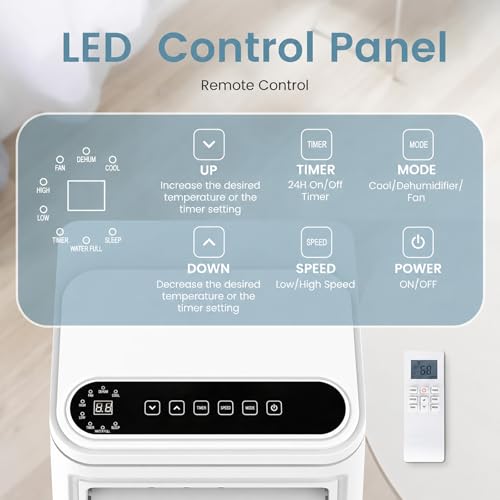 Image of Electactic 8050 BTUs Portable Air Conditioners for Room up to 400 Sq. Ft, Air Conditioners Portable with Cool /Fan /Dry /Sleep Mode, 24H Timer, Remote Control, Window Kit