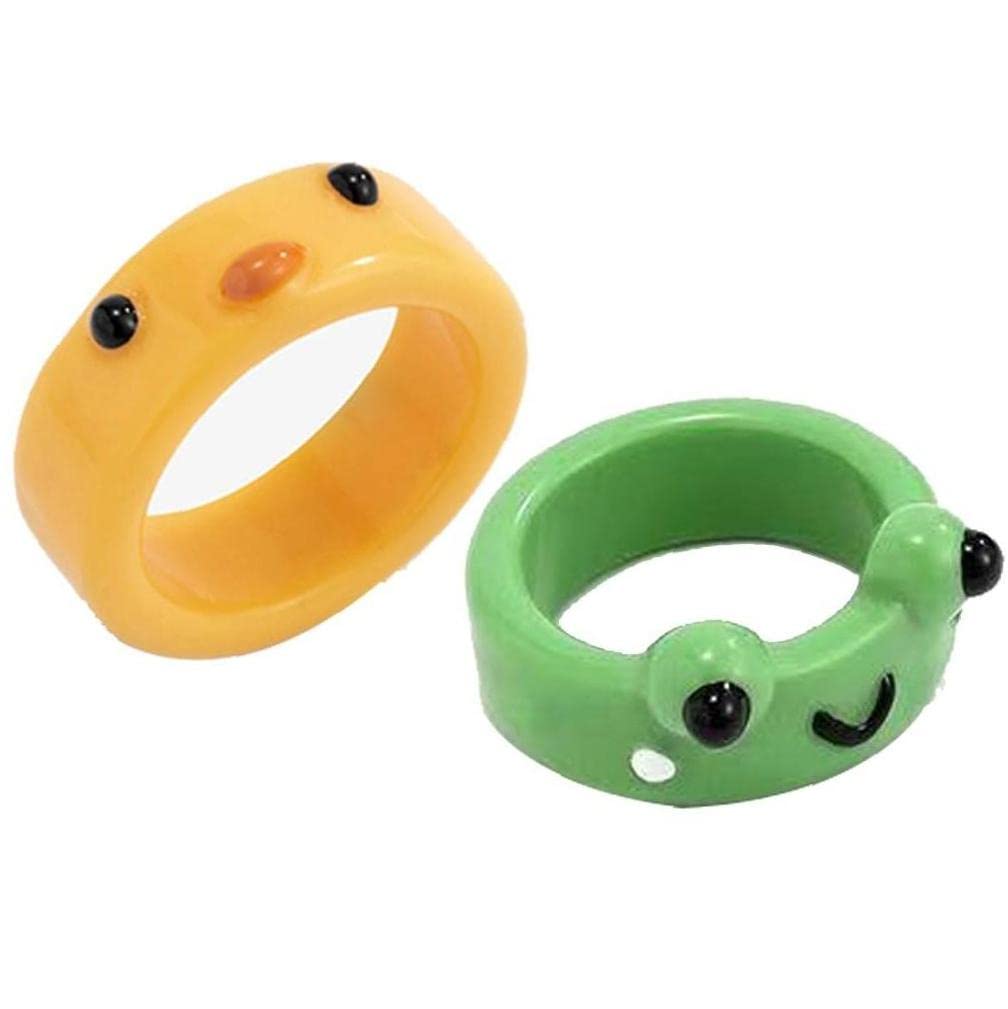 Bemvp Rana Rana Polmer Polymer Clay Resin Anillos Para Niñas Joyas Animales Para Mujeres Verano Moda Viajes Joyería Regalos