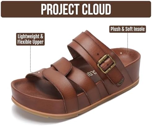 Project Cloud Platform Sandals for Women Strappy Wedges Plush Insole 2026