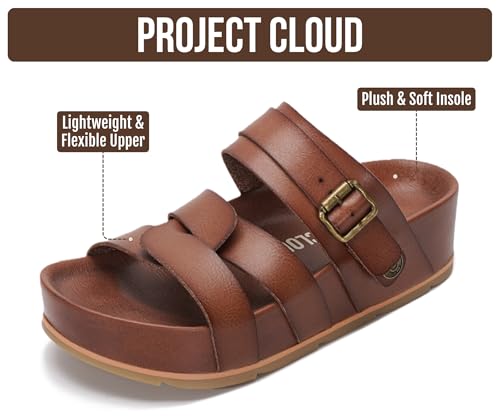 Image of Project Cloud Platform Sandals Women - Strappy Wedges with Comfortable Plush & Soft Insole - Lightweight & Non Slip Platform Sandals for Women 2026