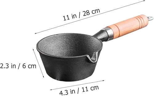 Miniatura 2 de Zerodeko Sartén de hierro fundido calentador de mantequilla, mini sartén de huevos, sartén de hierro para sopa de hierro, olla de fusión de