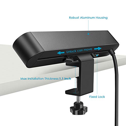 Desk Clamp Power Strip with USB,Metal Outlet Desktop Surge Protector,Standing Desk Clamp Power Station,Desktop Mount Outlet with 5 AC Outlet,3 USB Ports,6ft Extension Cord(380 Joules)