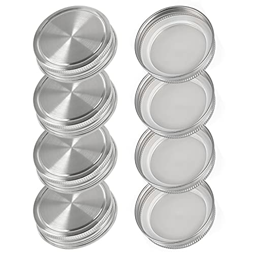 Mason Jar Lids, Sopito 8PCS Regular Mouth Stainless Steel Mason Jar Lids Leak Proof for Ball & Kerr Mason Jars, 2.7 Inch