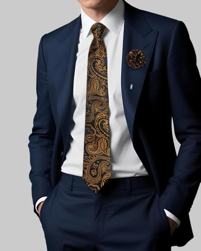 Image of DiBanGu Mens Zipper Tie Silk Pre-Tied Necktie with Gift Box