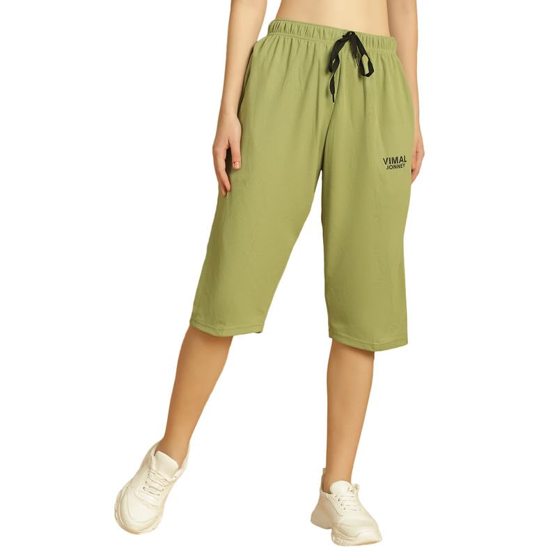 Image of Mack Jonney Solid Regular Fit Polyster Lycra Capri for Women-P