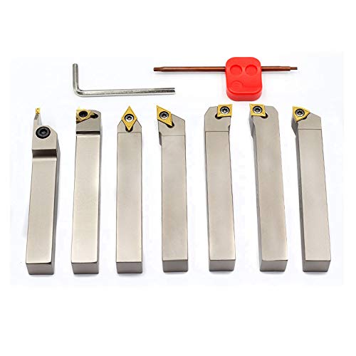 OSCARBIDE 5/8"Shank Nickel Plated Indexable Lathe Turning Tool Holder 7 Pieces/Set,Heavy-Duty CNC Metal Lathe CuttingTools for Turning Grooving Threading Cut Off