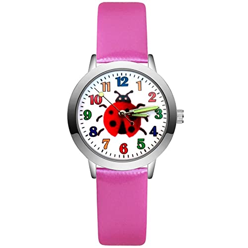 Reloj para niña Dibujos Animados de Moda Estilo Lindo Escarabajo Estudiante niñas Relojes de Pulsera de Cuero de Cuarzo Relojes para niñas (Color : Sky Blue)