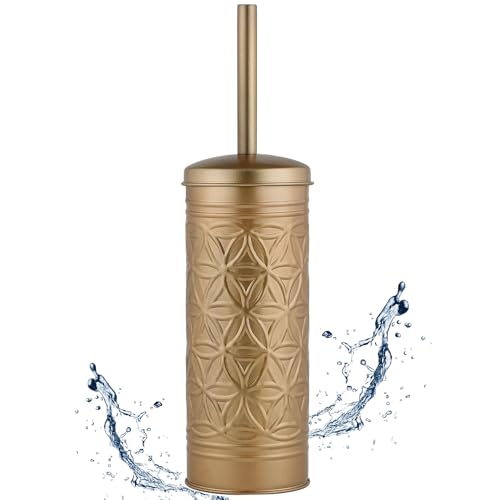 Autumn Alley Brushed Gold Toilet Brush and Holder Set, Standing Toilet Brush for Modern Bathroom Decor, Soft Gold Bathroom Accessory Sets