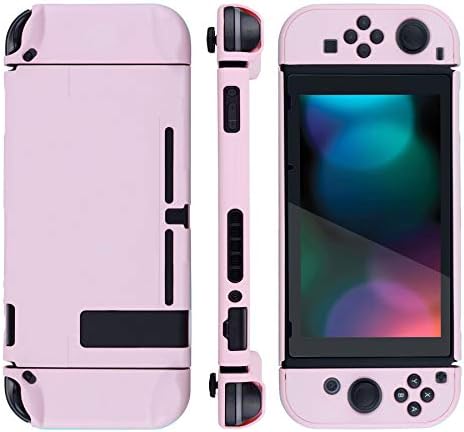 eXtremeRate PlayVital Back Cover for Nintendo Switch Console, NS Joycon Handheld Separable Protector Hard Shell, Dockable Protective Case for Nintendo Switch - Peach Blossom Pink (NOT for Switch 2) - 5