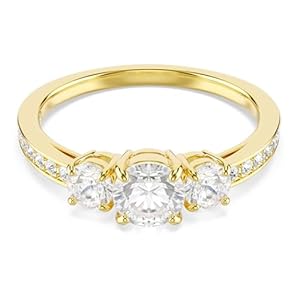 Swarovski Stilla Attract ring Round cut, White, Gold-tone plated