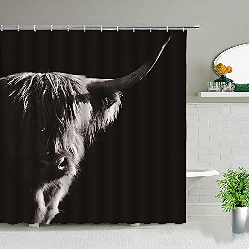 HAIZHA Duschvorhang Schwarzes Yak Textil Shower Curtains［Anti-Schimmel Cover