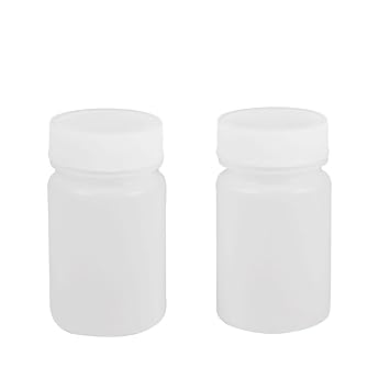 ELECTROPRIME 50ml White Plastic Cylinder Shaped Chemical Reagent Bottles 2 Pcs
