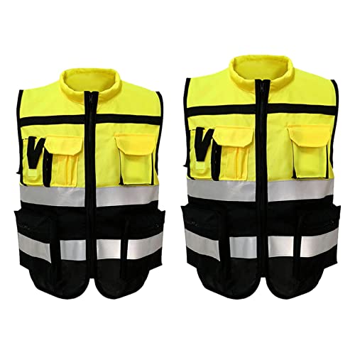 Gilets Haute Visibilité Sécurité Routière Jaune Fluo et Noir pour Voiture et Moto