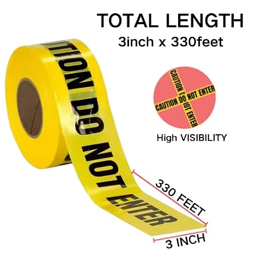AISEY 2 Caution DO NOT Enter Tape 3in x 330ft Heavy-Duty Safety Barrier Tape for Construction, Hazard Zones, Crime Scenes & Restricted Areas – Bright Yellow with Black Text - Thumbnail 2
