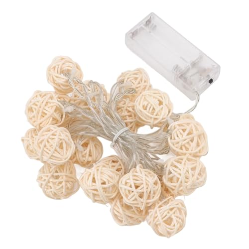 Marhynchus Guirlande lumineuse à piles avec 20 boules rondes en rotin - de long - Pour intérieur et extérieur - Idéale pour Noël, décoration de mariage