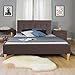 Homestyle4u 1729, Polsterbett 140x200 mit Lattenrost Braun Doppelbett Bett Bettgestell mit Kopfteil Schlafzimmer